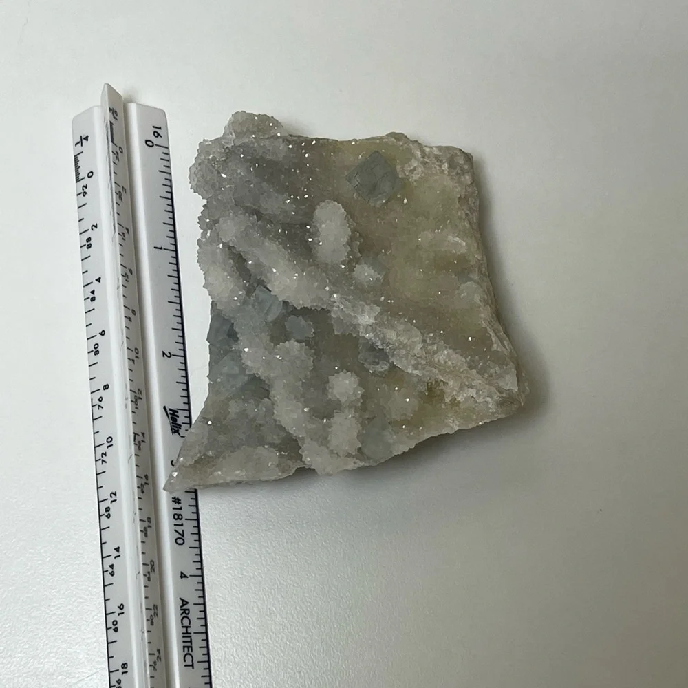 Cubic fluorite on Druze Quartz 💛HP💛 - Picture 10 of 16